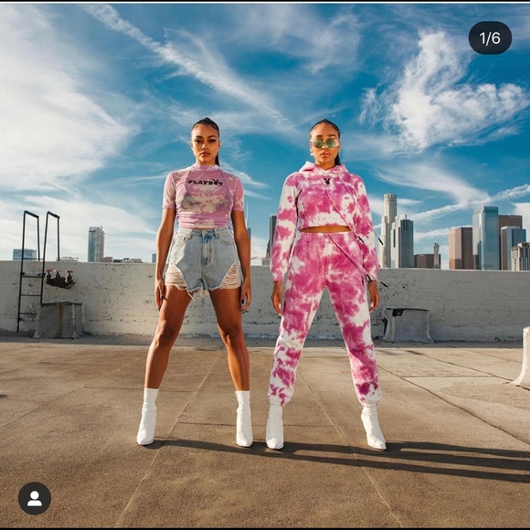 Playboy Pink Tie Dye Mesh Crop Top - Picture 6 of 7